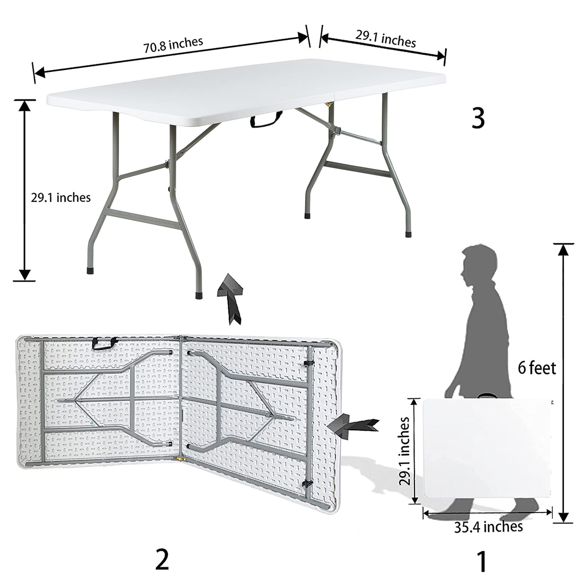 6ft Heavy Duty Foldable Plastic Folding Table S270