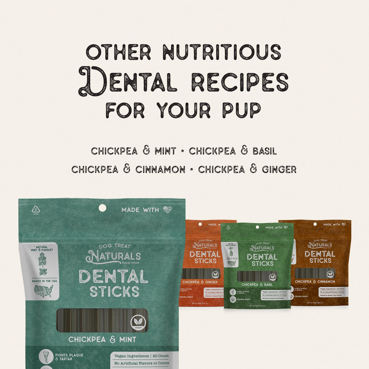 Chickpea & Mint Dental Sticks Dog Treats 10oz 20ct K63406