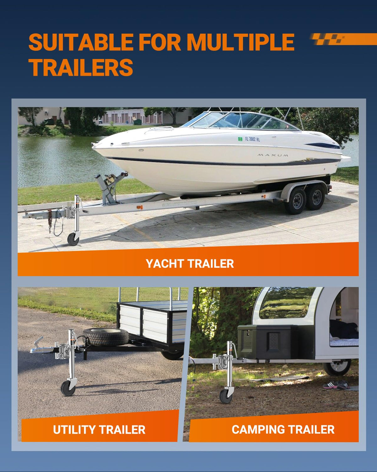 1200 lbs Galvanized Steel Trailer Jack with Wheel G4891