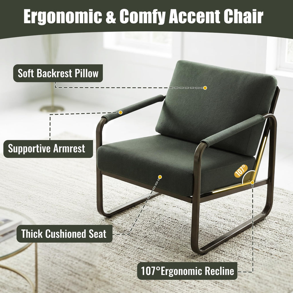 Set of 2 Green Fabric Accent Chair J11879