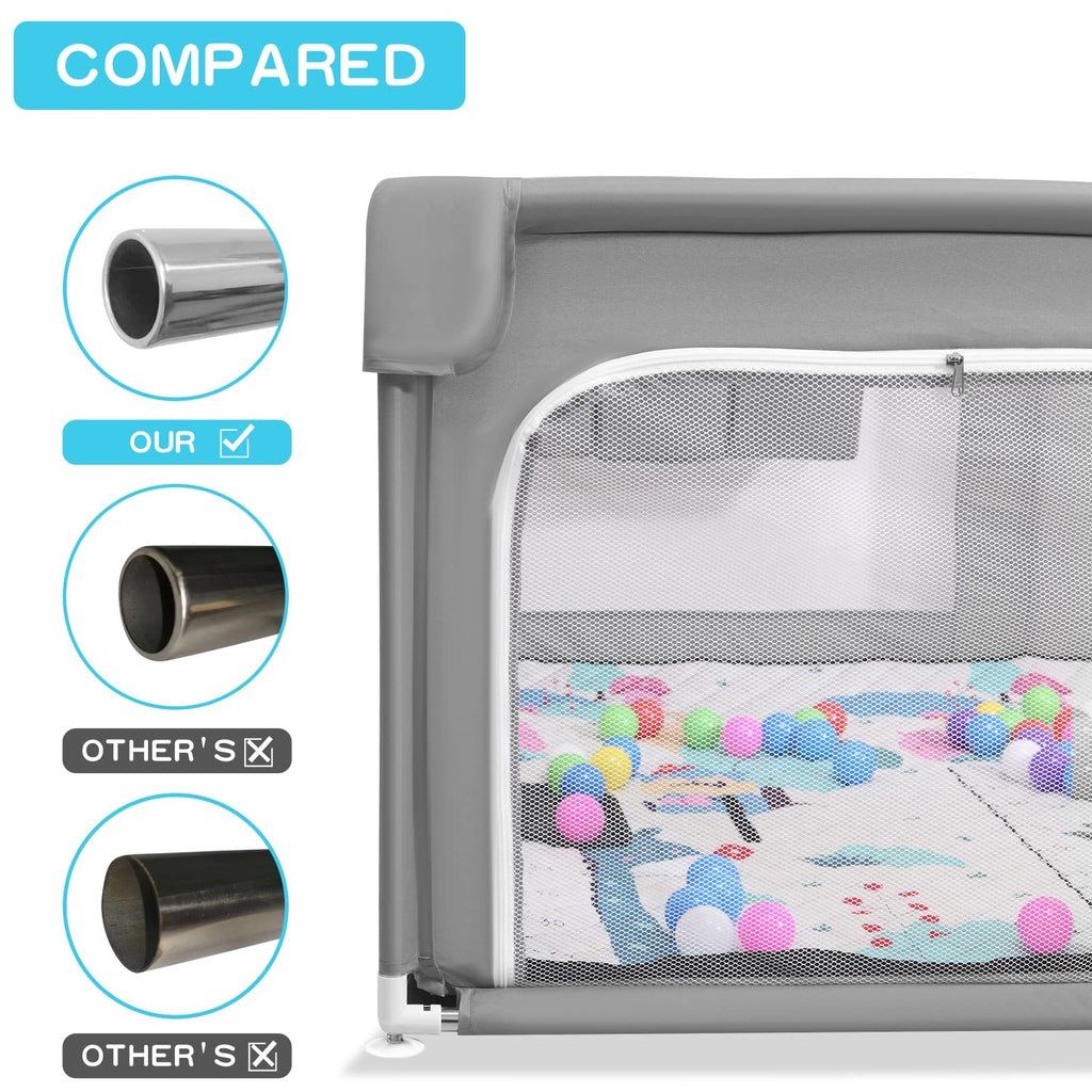 75" x 59" Grey Baby Playpen with Mat O268