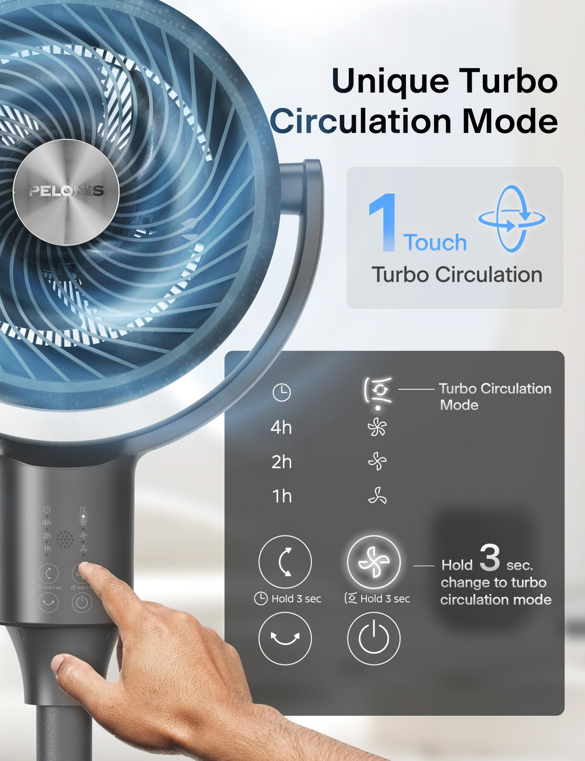 Grey Air Circulator Fan with Remote Y45007