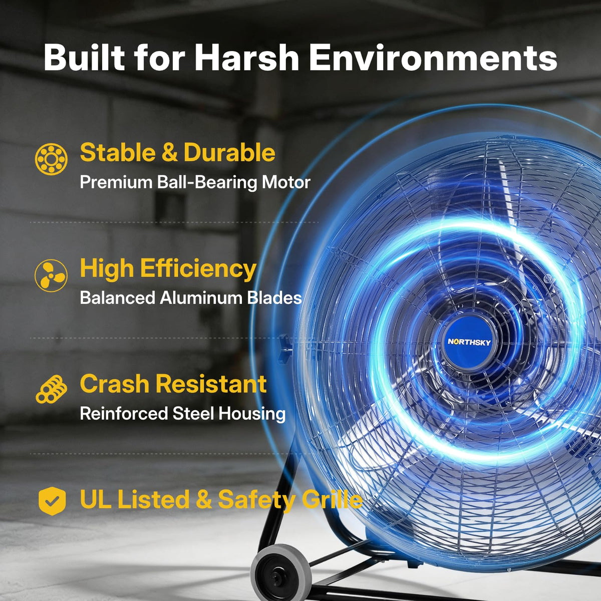 24" High Velocity Industrial Floor Fan, 3-Speed 4950 CFM Metal Fan T329378