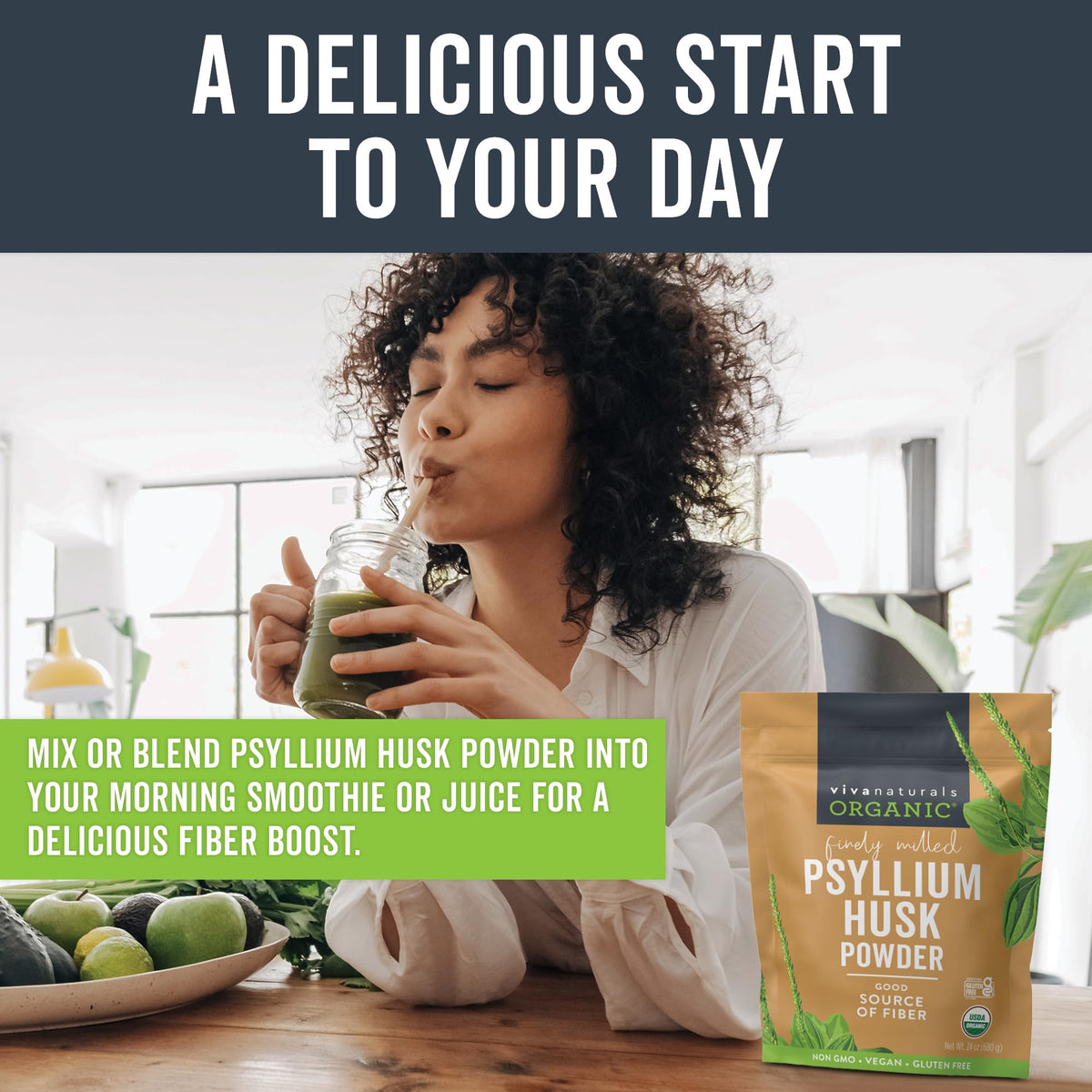 24 oz Organic Psyllium Husk Powder and 100 Count Medicated Cooling Pads W82605
