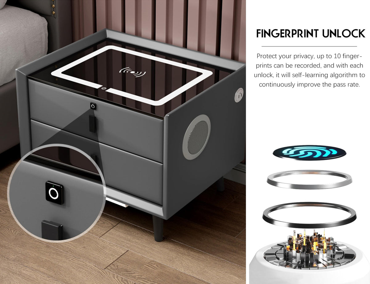 Orange 3 Drawer Smart Nightstand with Wireless Charging T35884