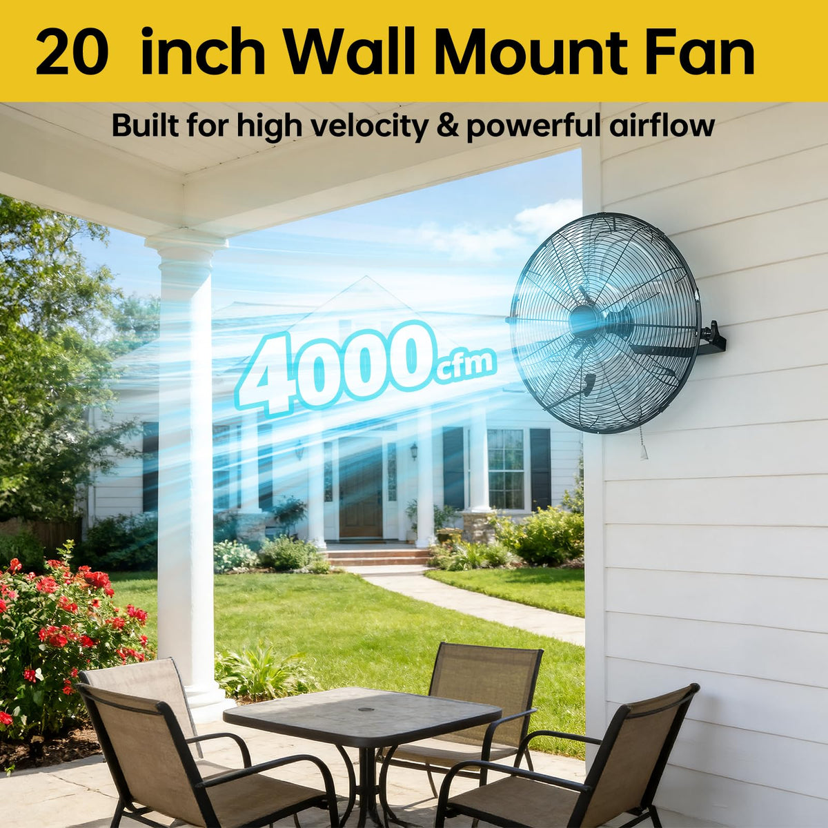 20 Inch High Velocity Metal Wall Mount Fan K430836