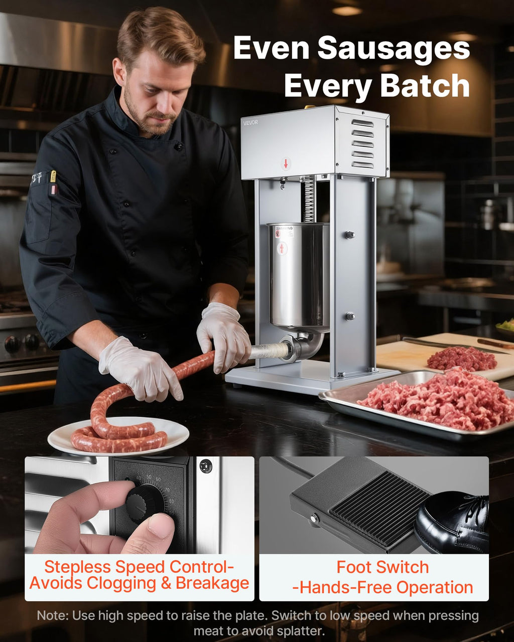 Electric Stainless Steel Sausage Stuffer with Foot Pedal H5806