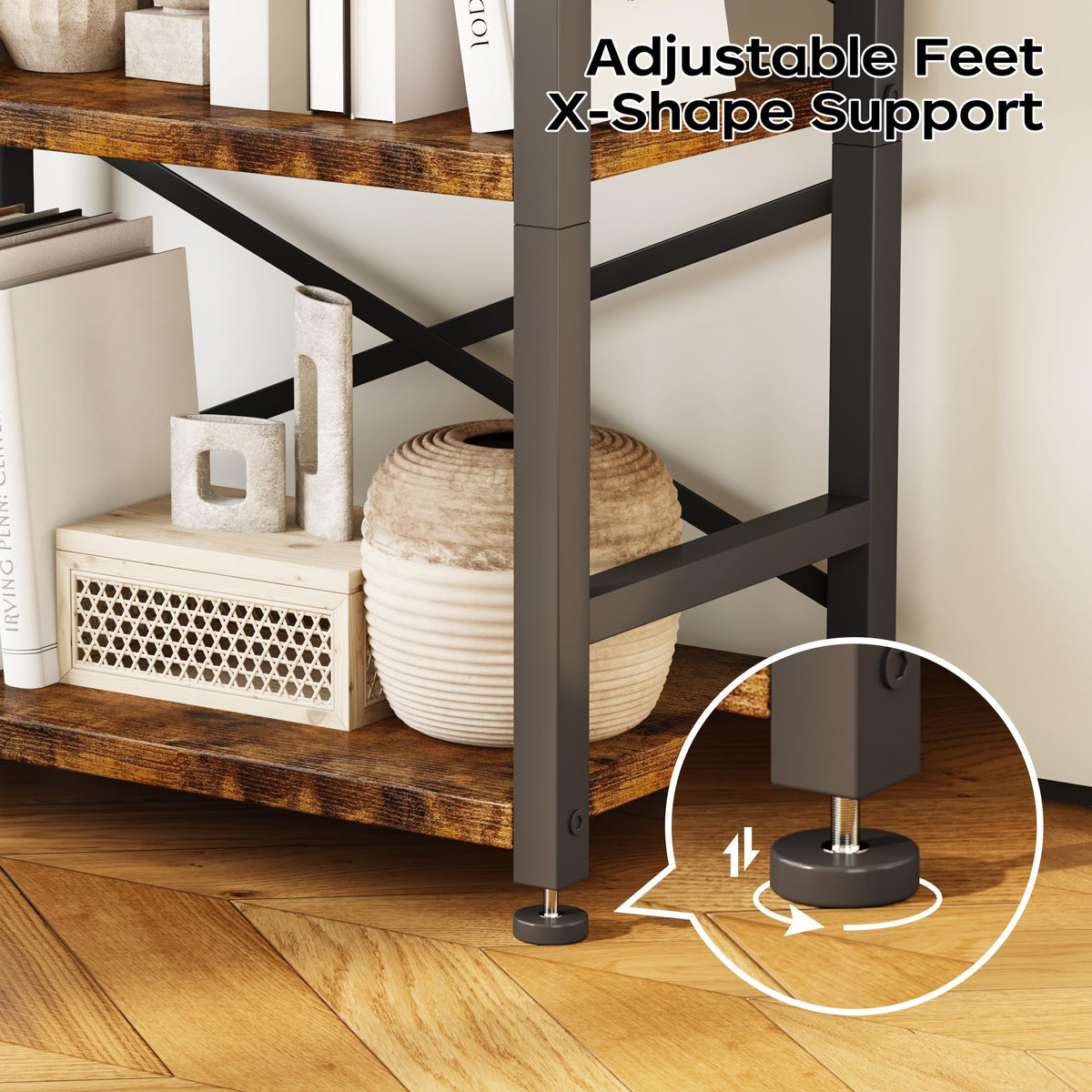 5 Tier Wood and Metal Bookshelf G5938