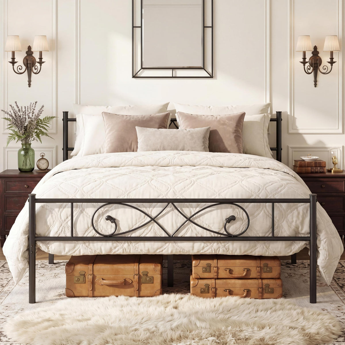 Full Size Metal Platform Bed with Under Storage P2458
