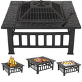 32" Square Metal Wood Burning Fire Pit Table B380404