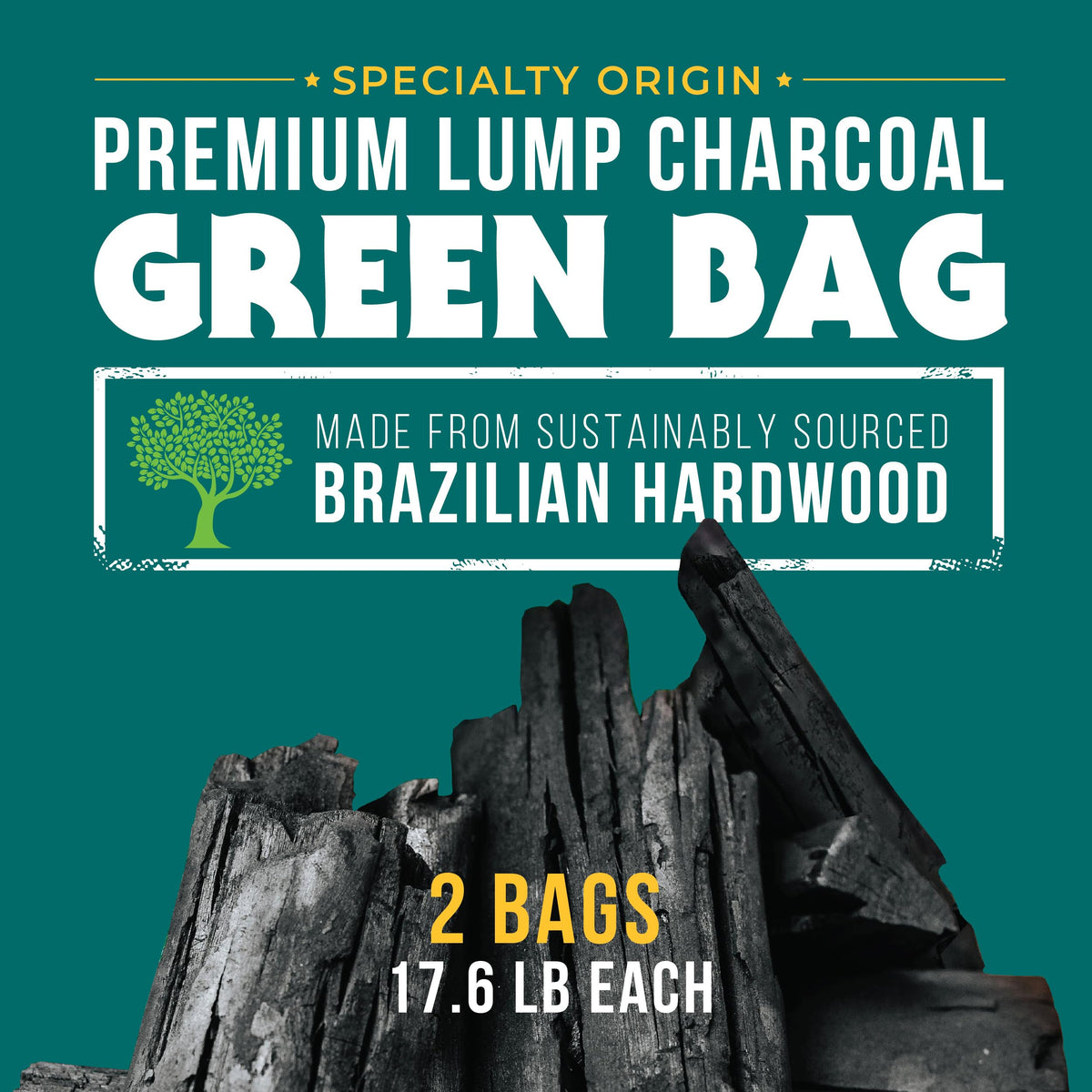 17.6 Pound Bag 2-Pack Hardwood Lump Charcoal K18818