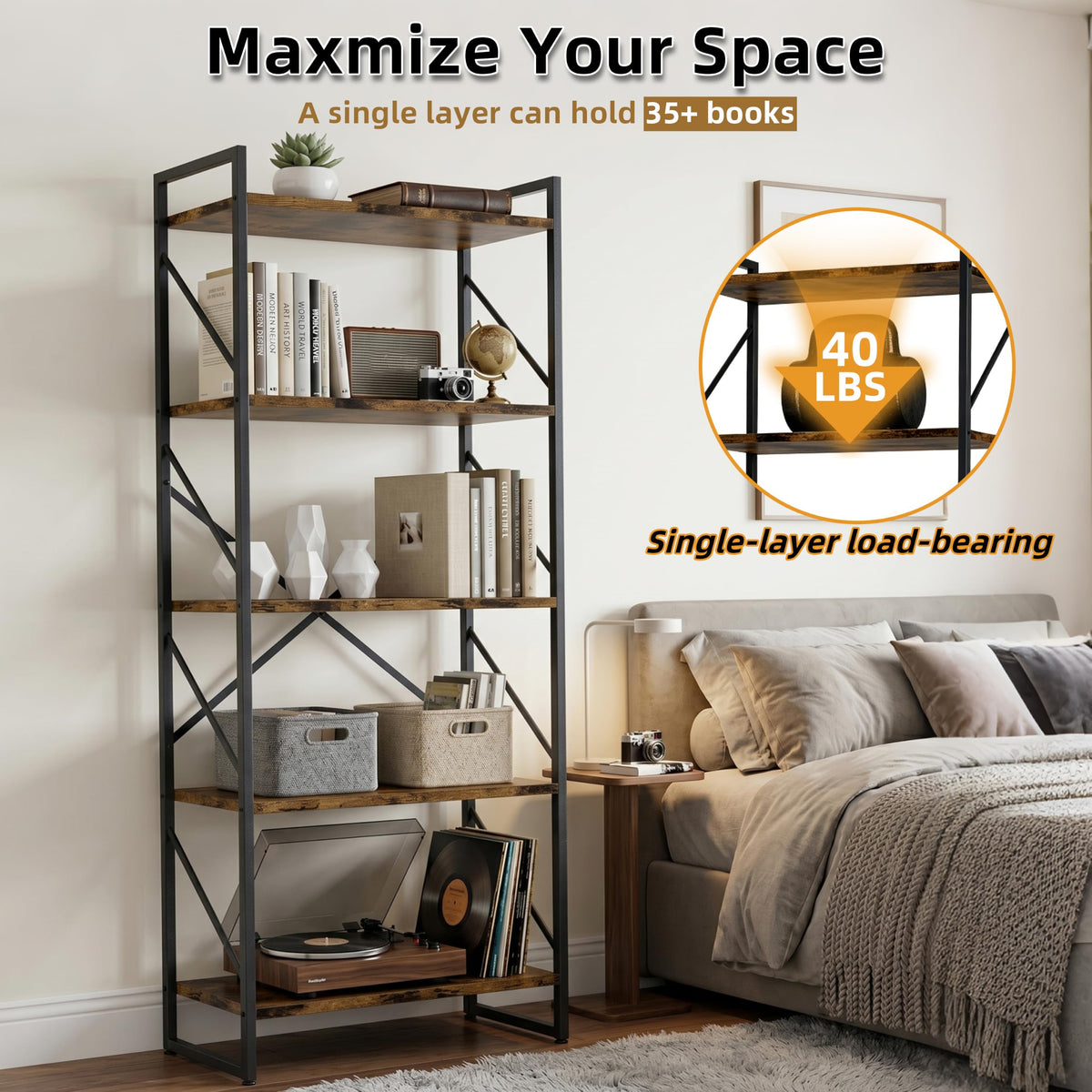 5 Tier Metal Bookshelf F59298