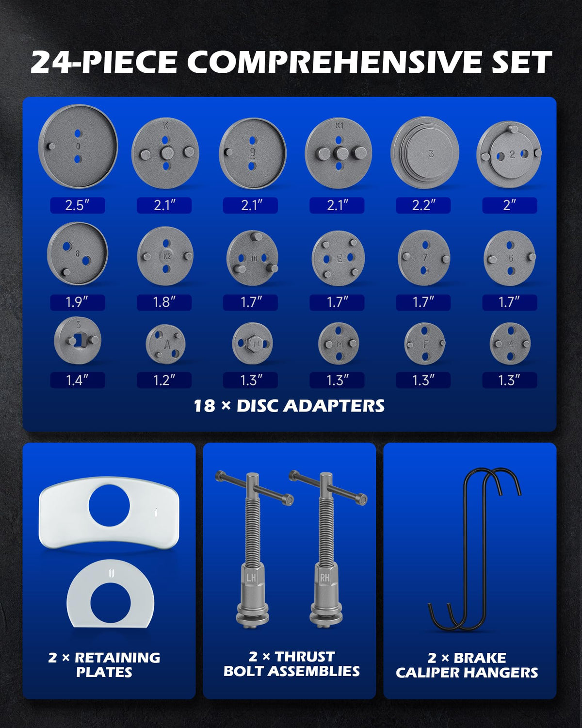 24pc Brake Caliper Compression Tool with Adapters & Hangers U5565