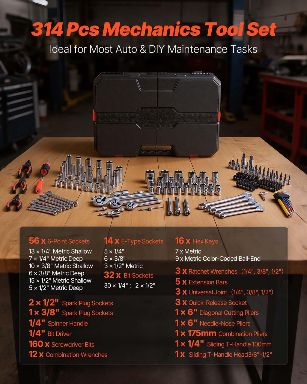 314-Piece Mechanic Tool Set with Storage Case P929538