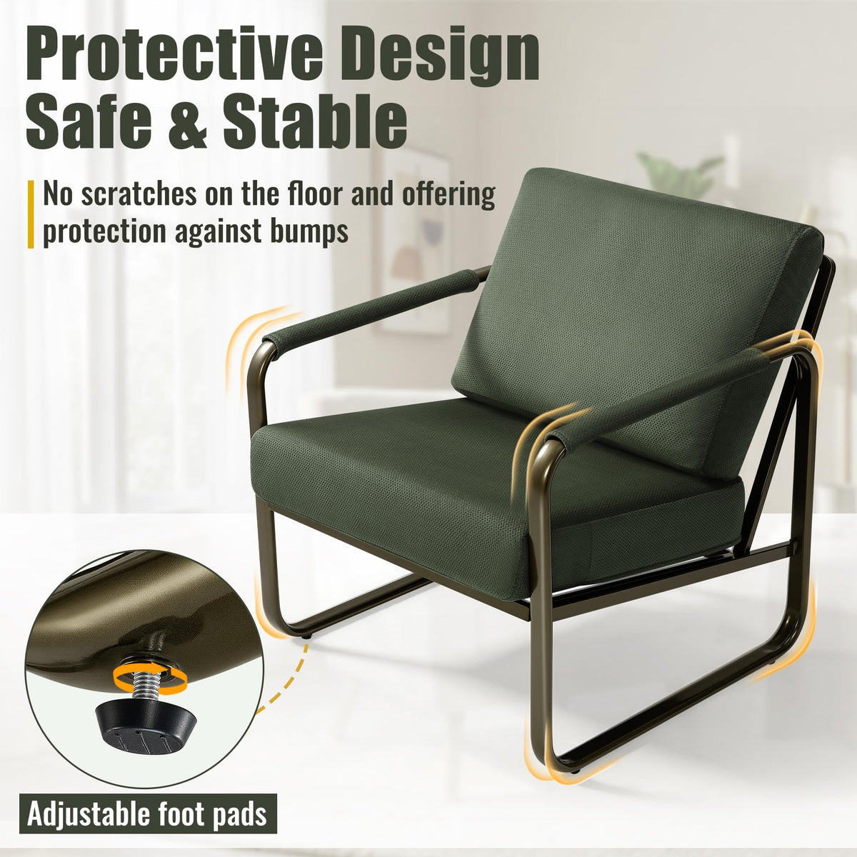 Set of 2 Green Fabric Accent Chair J11879