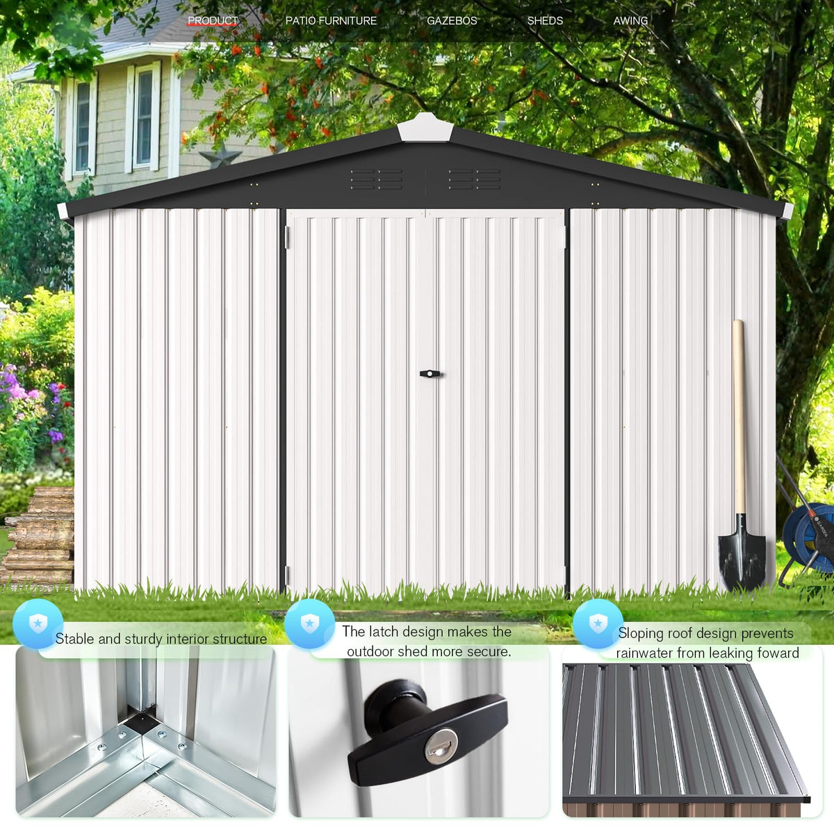 10x14 White Metal Outdoor Storage Shed Q232