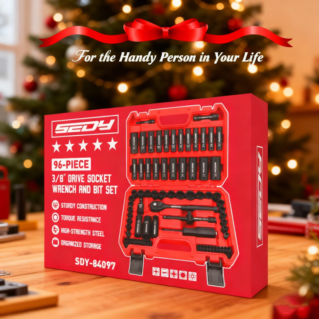 96-Piece 3/8" Drive Impact Socket Wrench and Bit Set, SAE & Metric, Cr-V Standard & Deep Sockets V220400