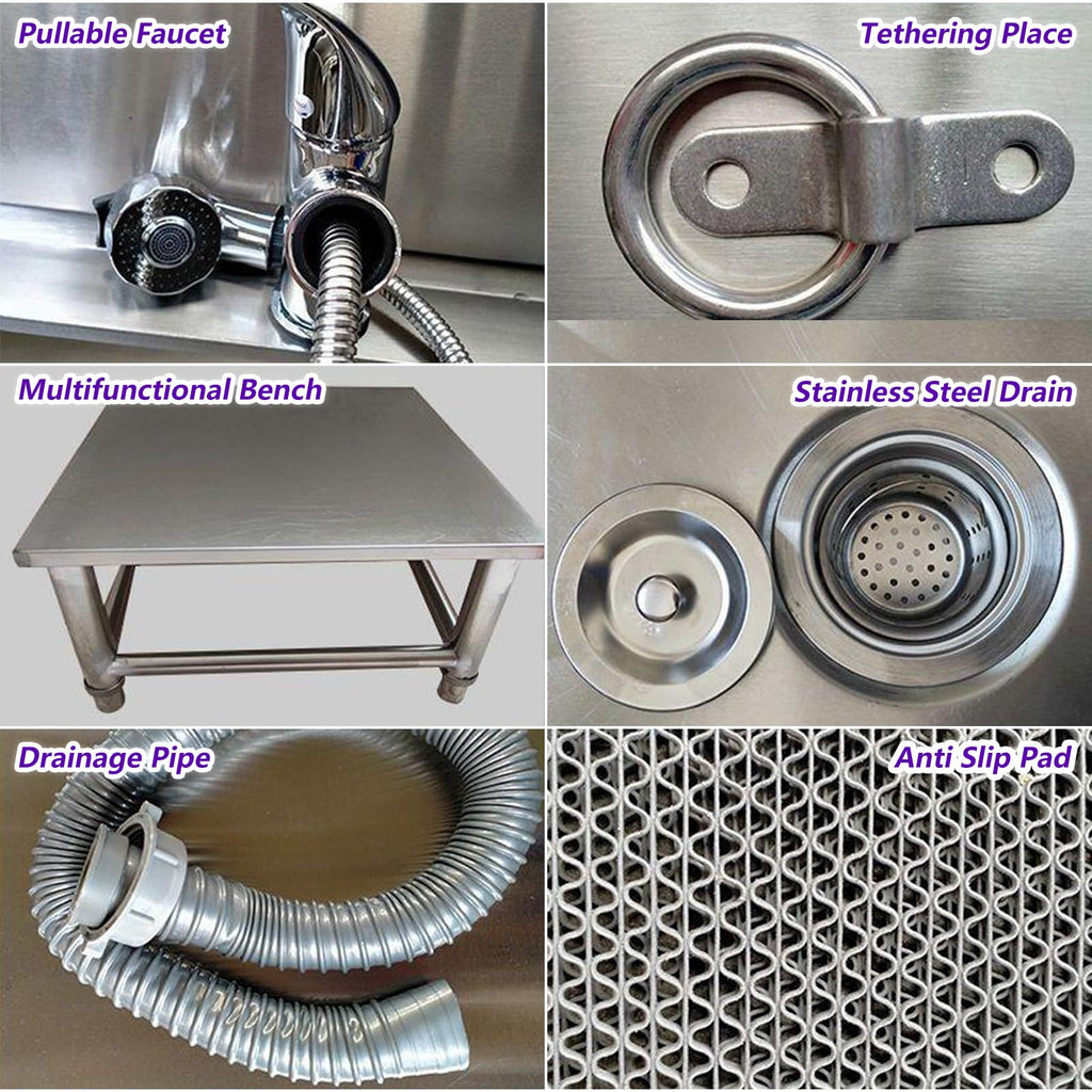 53'' Stainless Steel Pet Grooming Tub with Walk-in Stairs M38416
