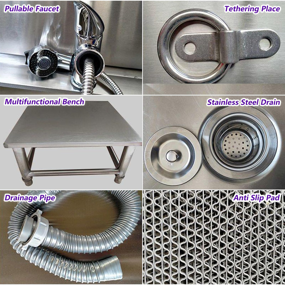53'' Stainless Steel Pet Grooming Tub with Walk-in Stairs M38416
