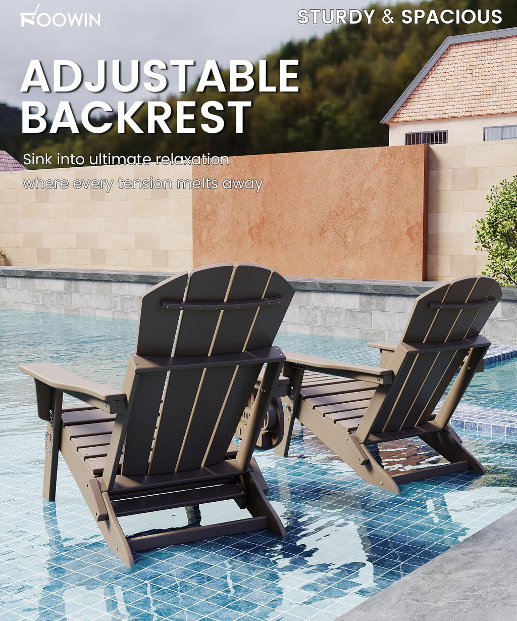 Folding Adjustable Adirondack Chair with Ottoman Set of 2 X6382
