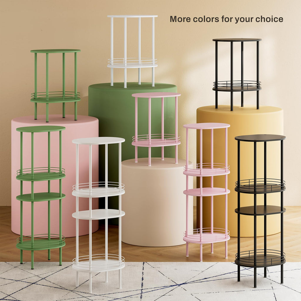 Oval Side Table with Storage, 2-Tier Green End Table T928
