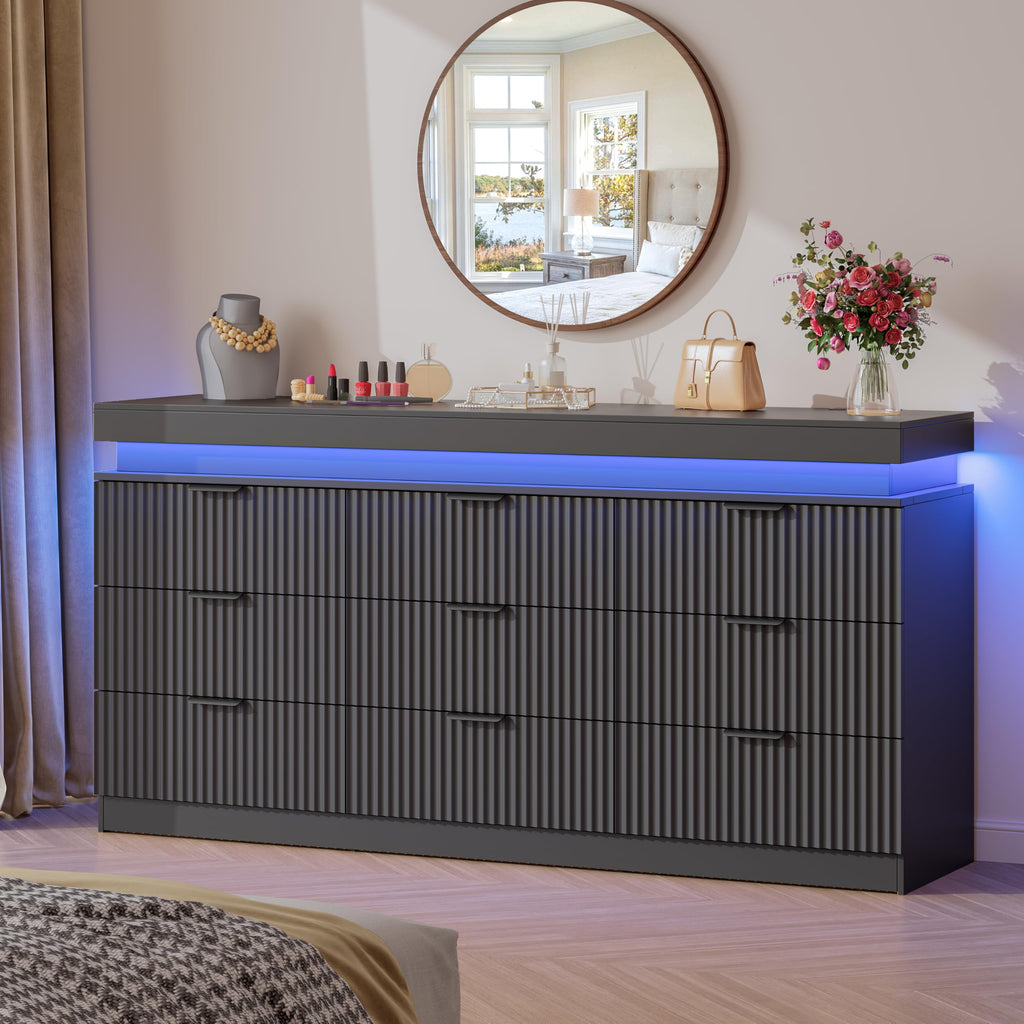 Black 9 Drawer Wood Dresser F27136
