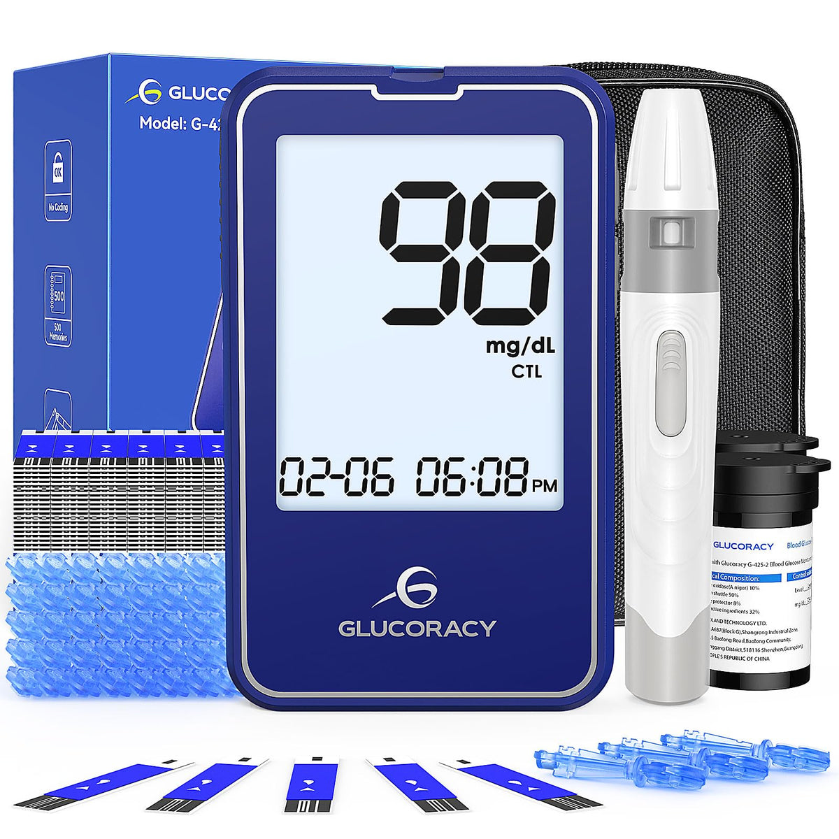 Blood Glucose Monitor Kit with 100 Test Strips T9893