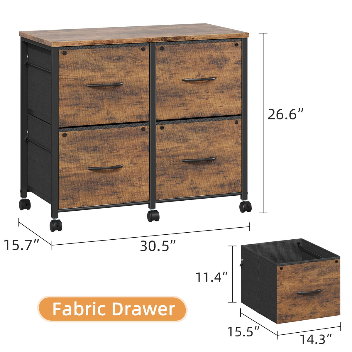 4 Drawer Mobile Lateral File Cabinet I870