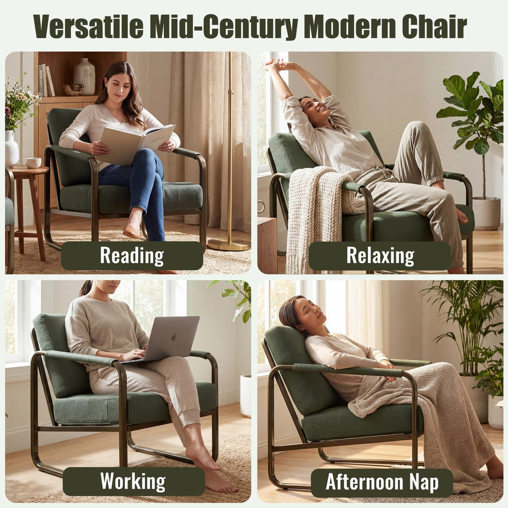 Set of 2 Green Fabric Accent Chair J11879
