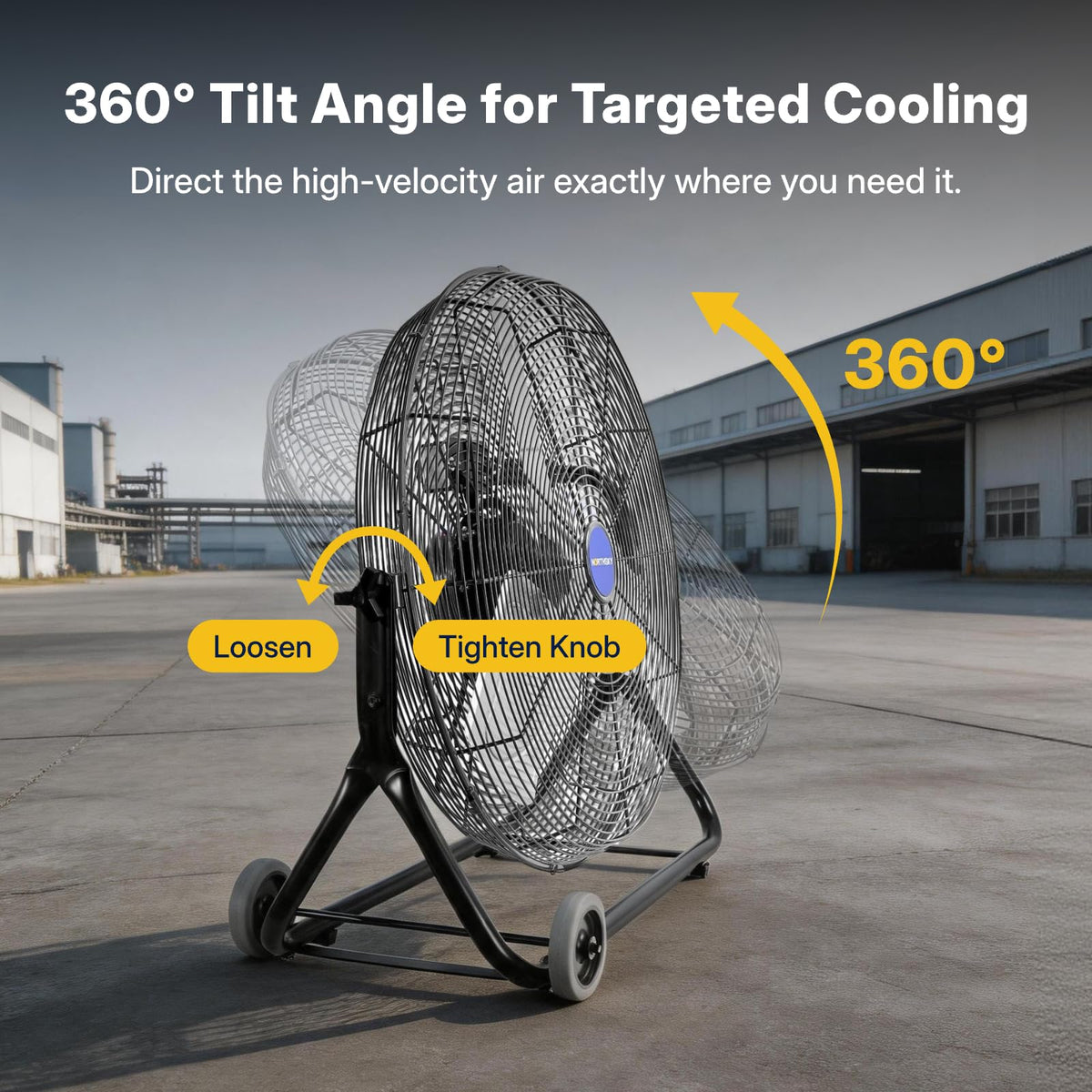24" High Velocity Industrial Floor Fan, 3-Speed 4950 CFM Metal Fan T329378