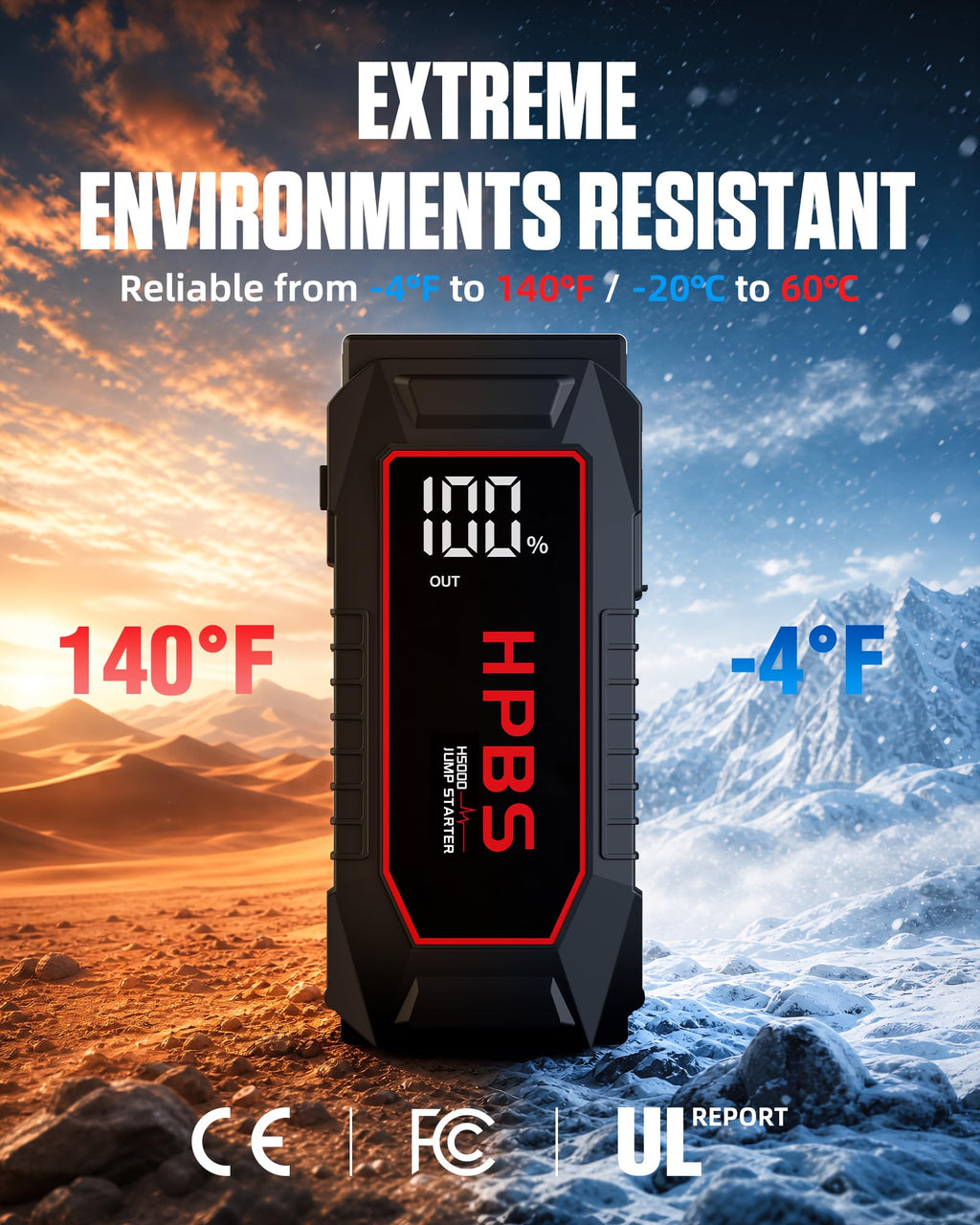 5000A Peak 12V Portable Jump Starter with 3.0" LCD Display Y504