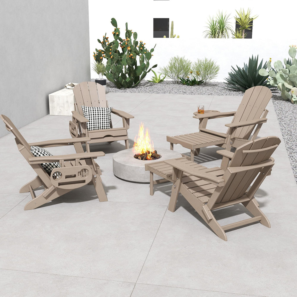 Folding Adjustable Adirondack Chair with Ottoman Set of 2 X6382
