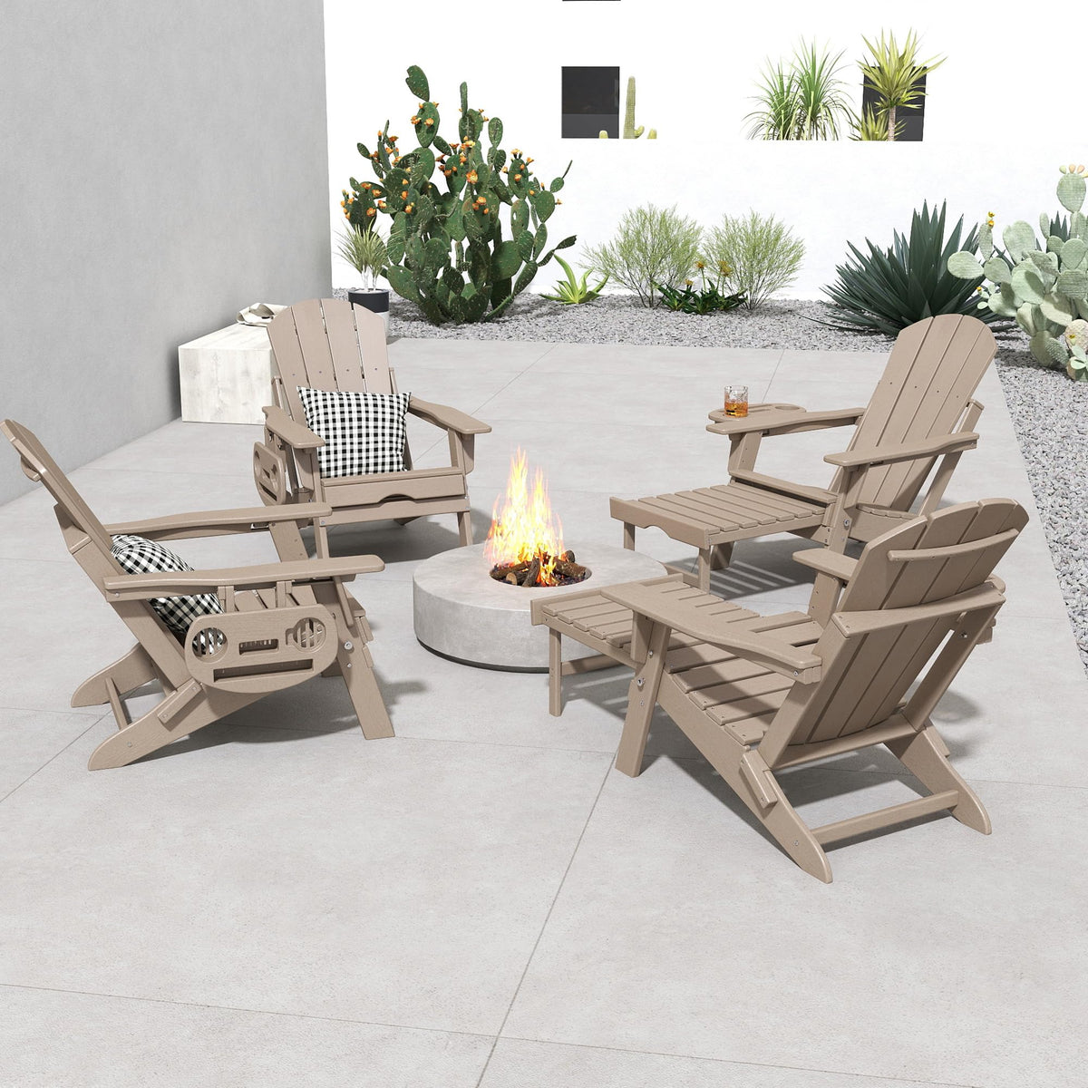 Folding Adjustable Adirondack Chair with Ottoman Set of 2 X6382