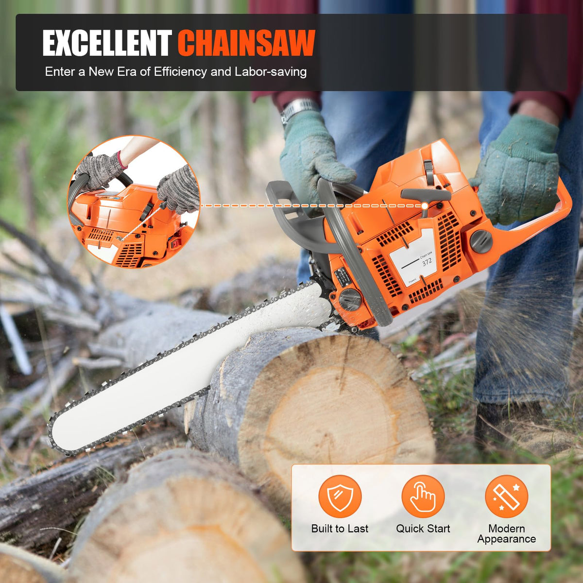 24 Inch 2-Stroke Gas Chainsaw F7645