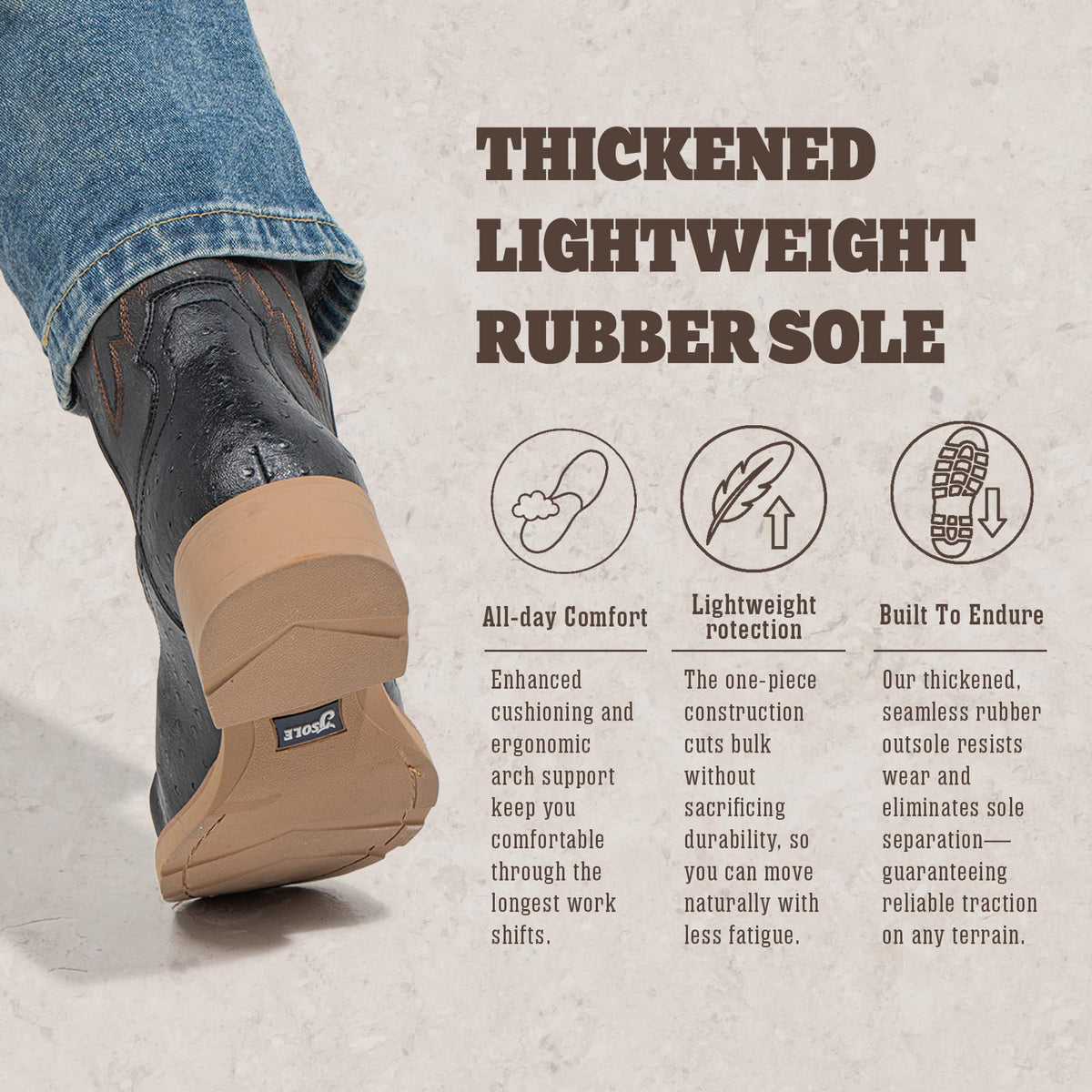 Mens Cowboy Boots Square Toe Wide Fit I656