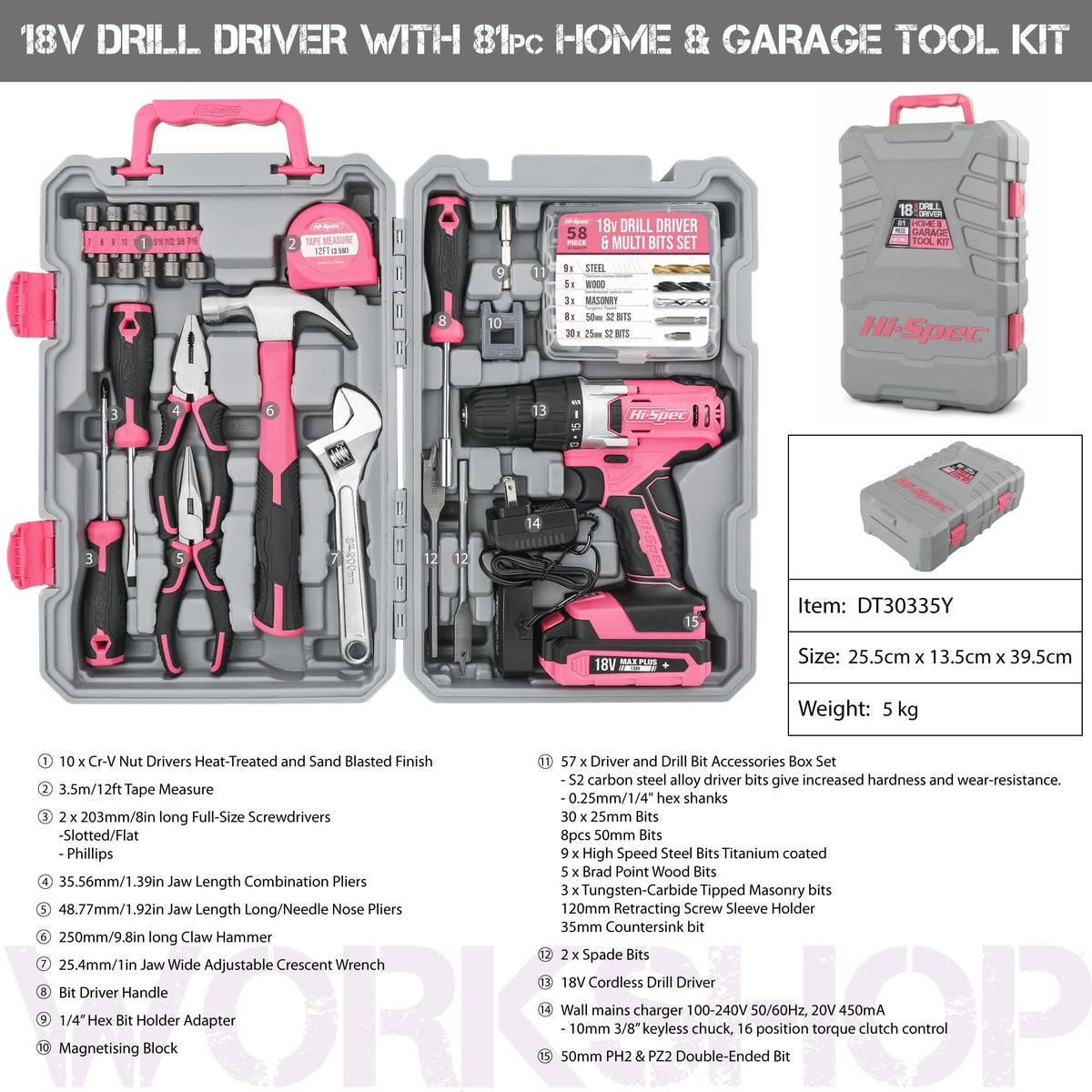 18V Cordless Drill Tool Set Z5715