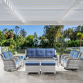8 Piece Wicker Patio Furniture Set with Swivel Rocker Chairs and Coffee Table N744