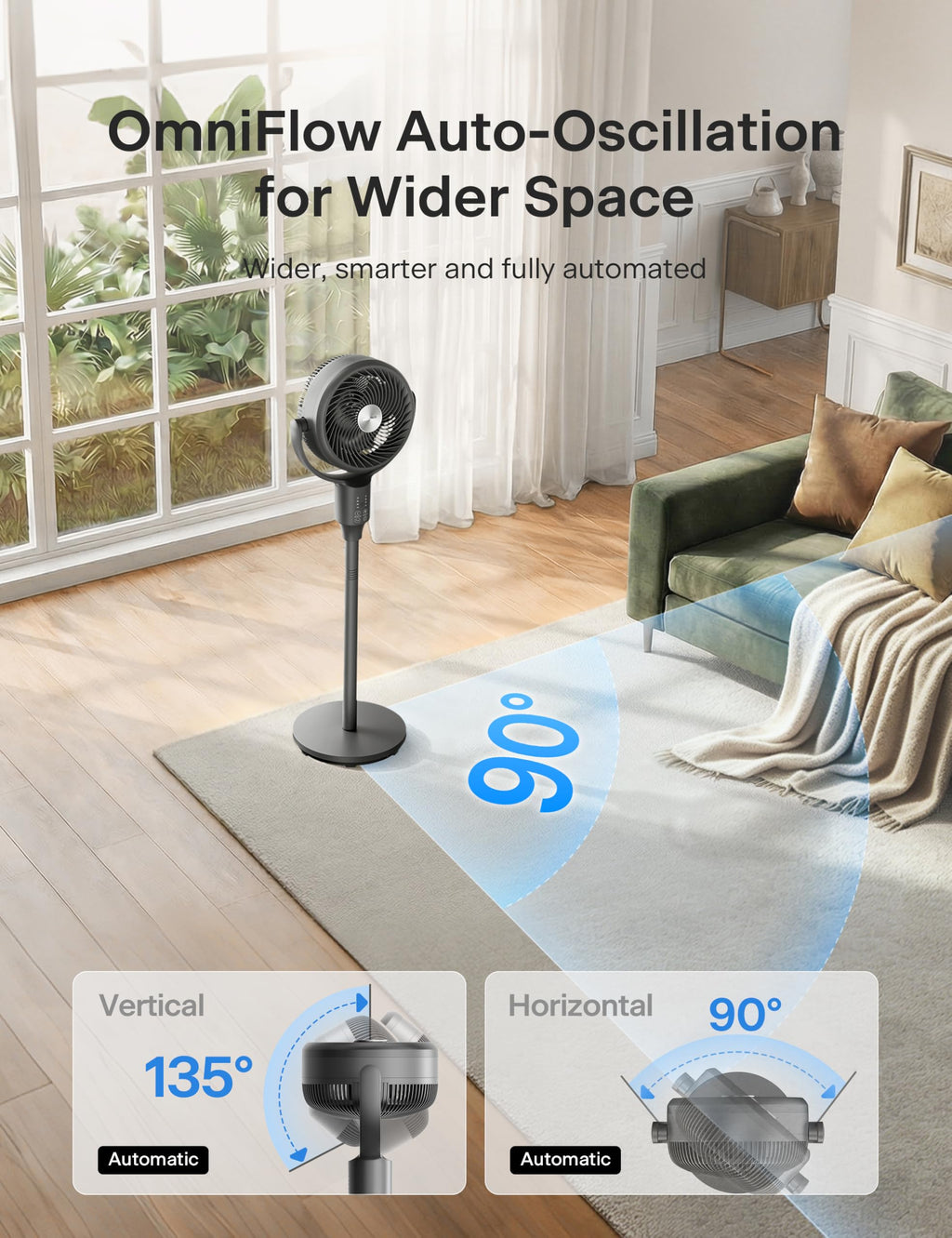 Grey Air Circulator Fan with Remote Y45007