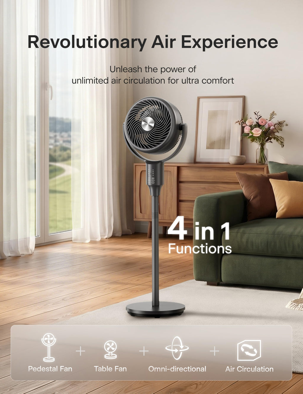 Grey Air Circulator Fan with Remote Y45007