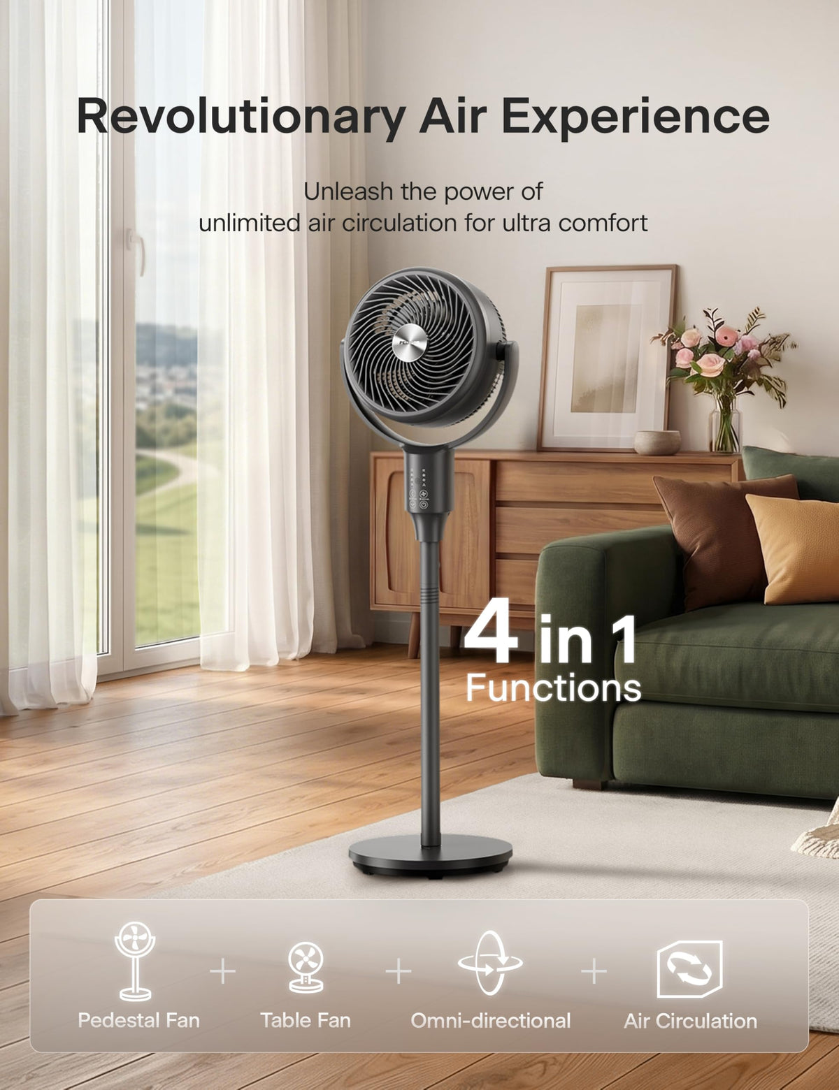 Grey Air Circulator Fan with Remote Y45007