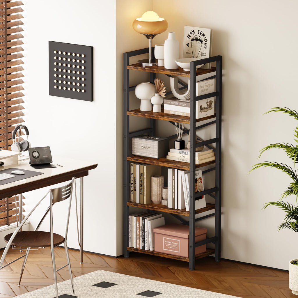 5 Tier Wood and Metal Bookshelf G5938