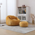 Yellow Memory Foam Bean Bag Chair with Ottoman Q7074
