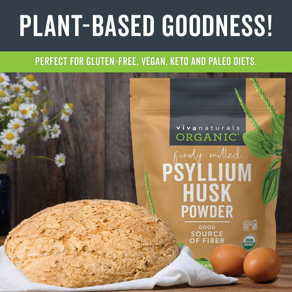 24 oz Organic Psyllium Husk Powder and 100 Count Medicated Cooling Pads W82605