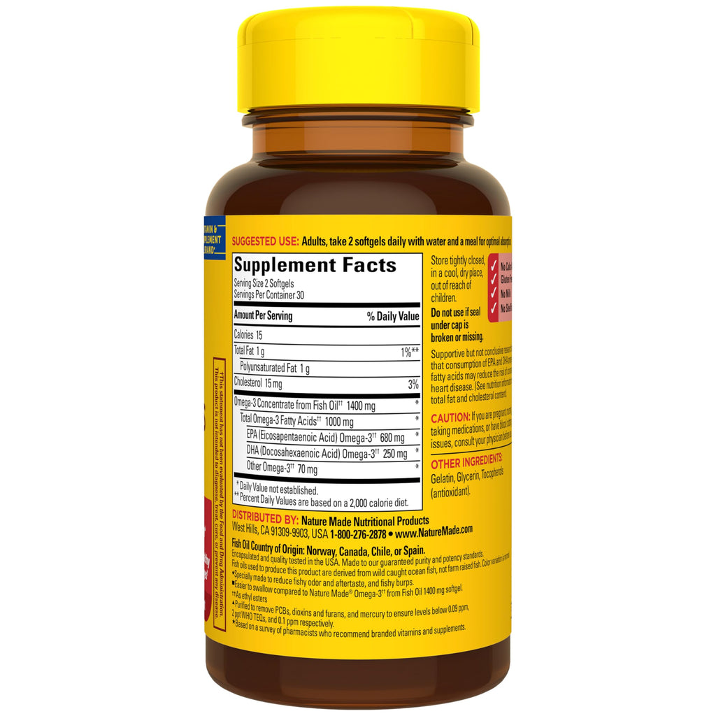 Fish Oil Omega 3 1400 mg Minis 60 Softgels I24726
