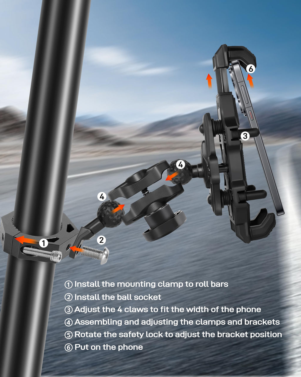 Anti-Theft UTV Phone Mount with Vibration Dampener H6470