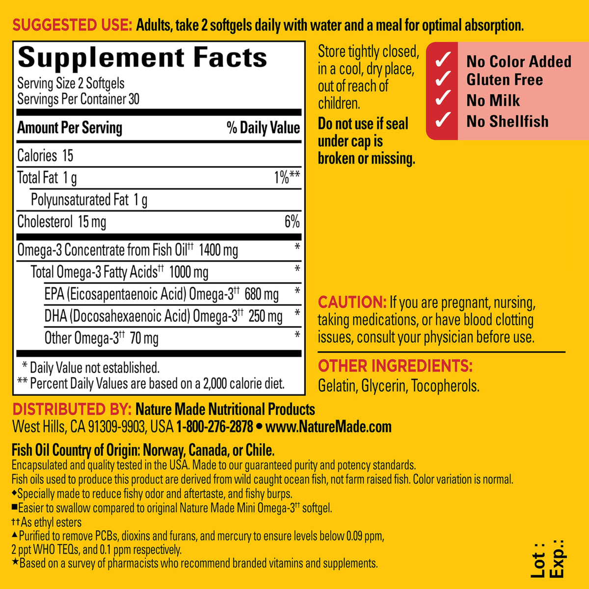Fish Oil Omega 3 1400 mg Minis 60 Softgels I24726