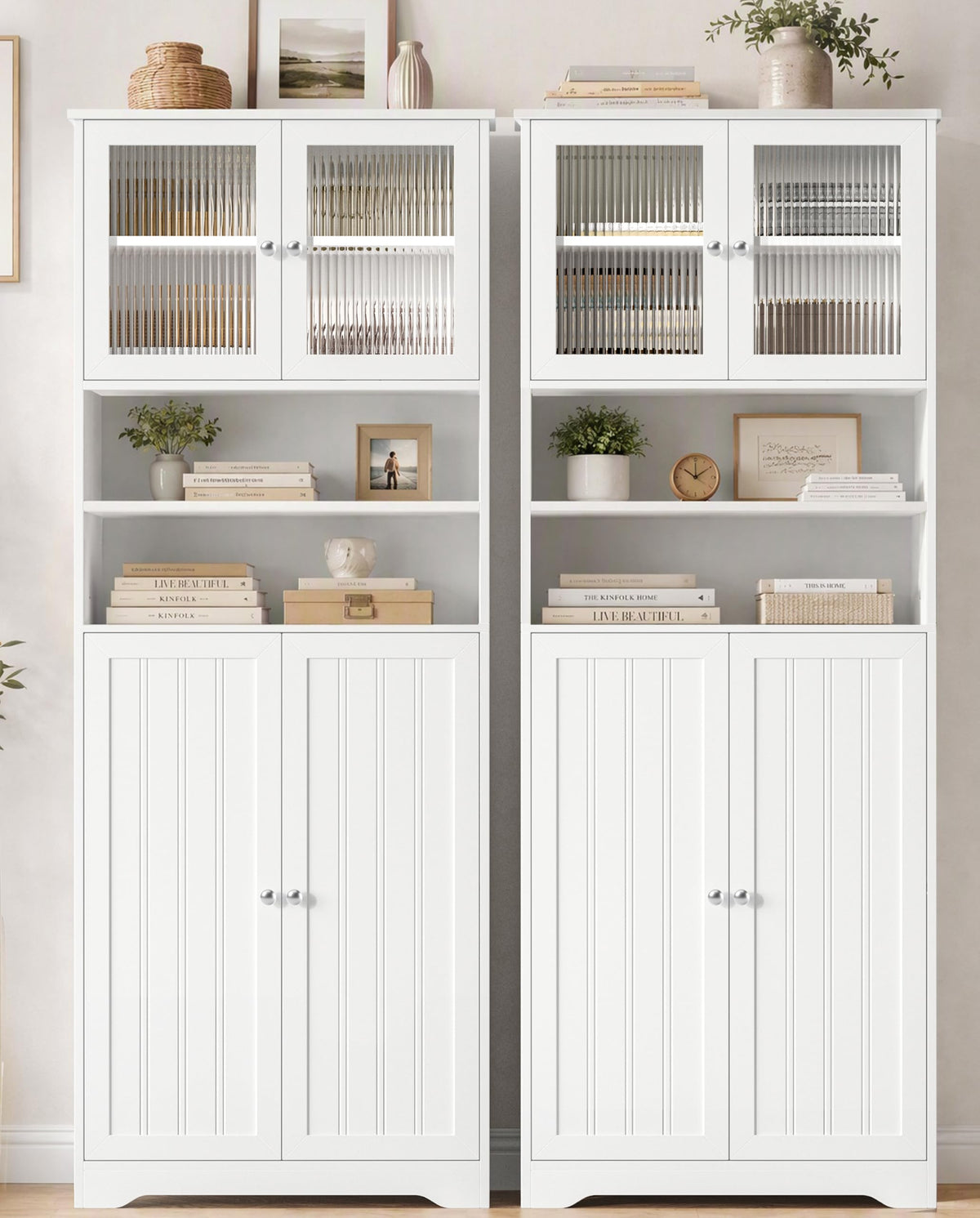 66.9" H Tall White Bathroom Storage Cabinet M265072