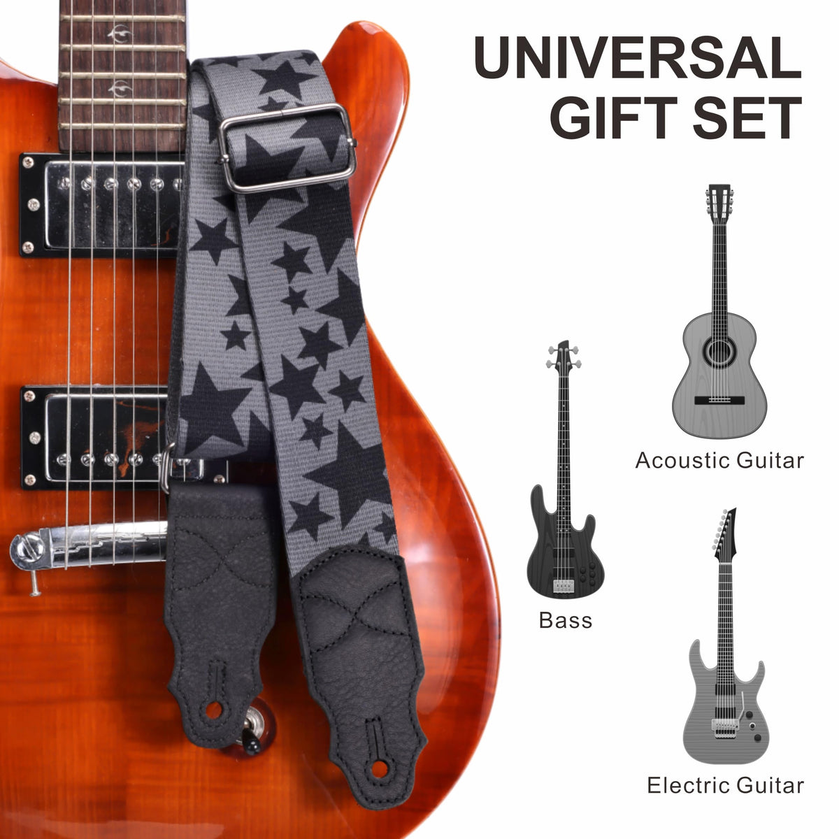 2 Inches Guitar Strap with Leather End H830367
