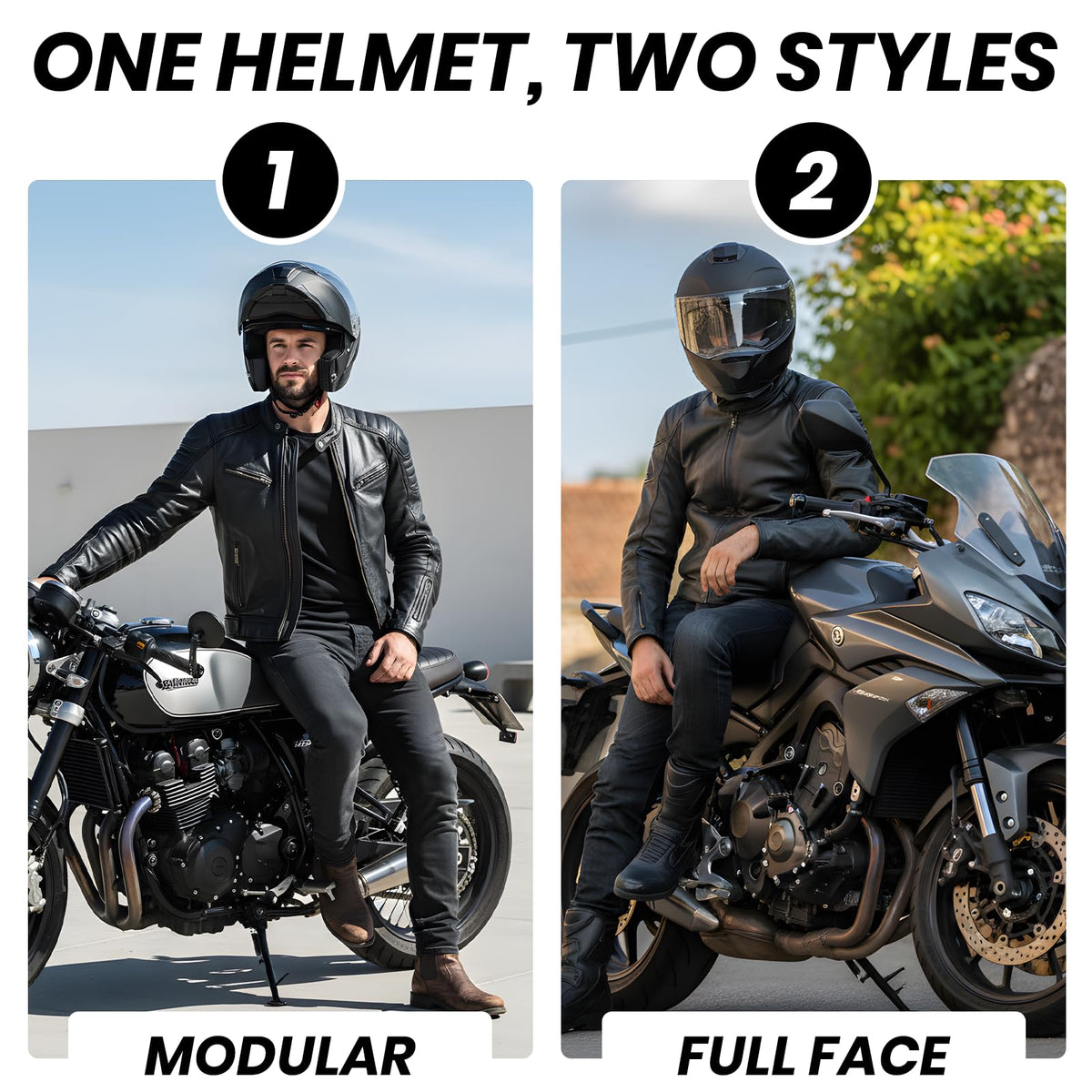 Modular Flip Up Motorcycle Helmet with Dual Visor O73199