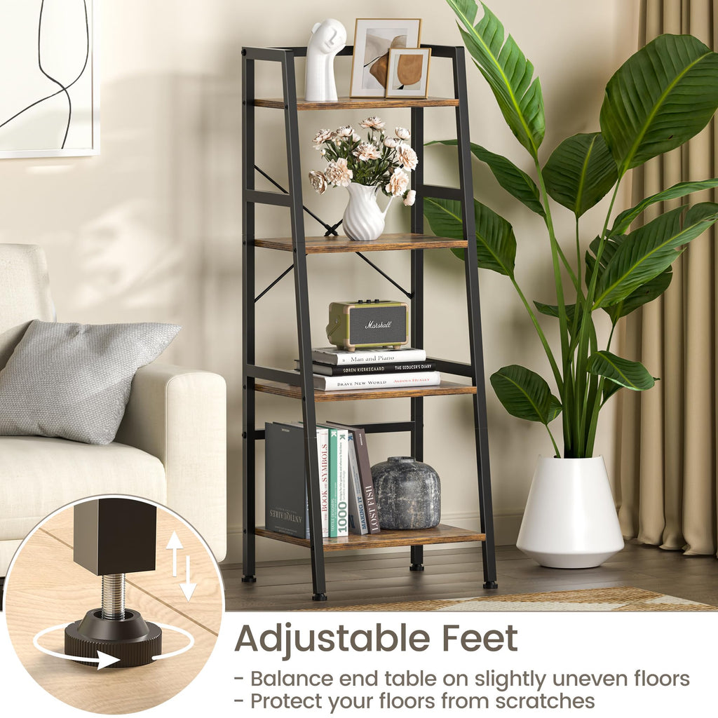 4-Tier Industrial Bookshelf with Steel Frame A7577